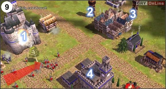 Pomimo tego, że masz w Hanau zniszczyć fortecę w [1] i wieżyczki w [2] i [3] - pokazuje je obrazek (8) - nie spodziewaj się zaciekłego, czy jakiegokolwiek oporu - [Niemcy] Misja 7 cz.3 w Empire Earth II - Empire Earth II - poradnik do gry