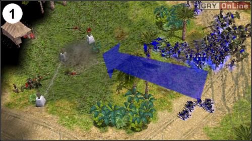 Natrzyj na bunkier, działo i obóz, tuż pod wejściem na górę - [Ameryka] Misja 1 cz.1 w Empire Earth II - Empire Earth II - poradnik do gry