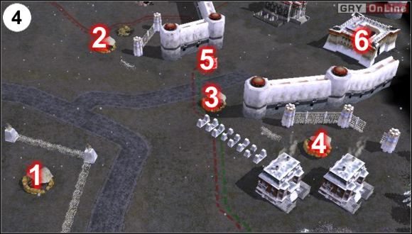 Musisz tu zniszczyć - prócz jednostek wroga - kilka bunkrów w [1], [2], [3], [4] i [5], a następnie fortecę w [6] - [Ameryka] Misja 2 cz.2 w Empire Earth II - Empire Earth II - poradnik do gry