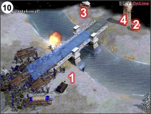 Udaj się do mostu w (10), po drodze niszcząc bunkry, jeden będzie w [1] - wykonasz tym samym zadanie i dostaniesz następne - [Ameryka] Misja 2 cz.3 w Empire Earth II - Empire Earth II - poradnik do gry
