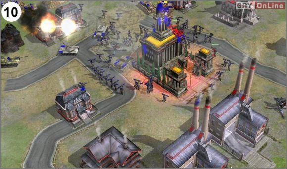 Gdy tylko uda ci się uporać się z wieżyczkami za mostem, szybko przejedź całą armią na drugą stronę i pozwól jej zniszczyć wszystko co się rusza i nie rusza, a ma czerwony kolor - [Ameryka] Misja 4 cz.3 w Empire Earth II - Empire Earth II - poradnik do gry