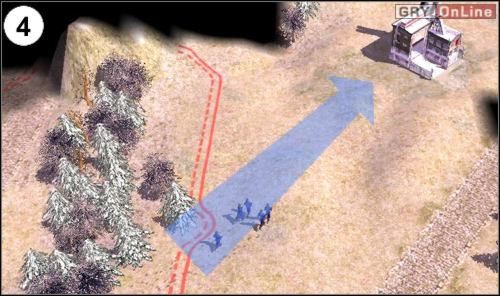 Bez większych problemów powinieneś dostać się do (4), gdzie czeka kolejny budynek, z którego trzeba zebrać informacje - [Ameryka] Misja 5 cz.2 w Empire Earth II - Empire Earth II - poradnik do gry