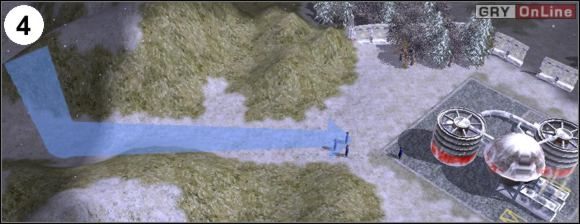 Gdy już dojdziesz szpiegami do (4), zbierz dane (ikona lupy) z laboratorium widocznego na obrazku - [Ameryka] Misja 6 cz.2 w Empire Earth II - Empire Earth II - poradnik do gry