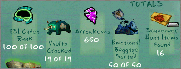 Mam nadzieję, że wasz ekran Totals będzie wyglądał pod koniec gry tak jak mój. :) - Psychonauts - poradnik do gry