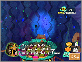 Zanim skorzystasz z rady Milli i polecisz z wiatrem (PSI Float, rzecz jasna), proponuję odwiedzić mały pokoik (055) - Millas Dance Party (1) | Solucja | Psychonauts - Psychonauts - poradnik do gry