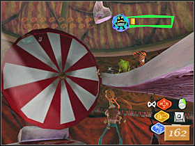 Aby dostać się na kolejne piętro, na jakie przeleci Oly, będziesz musiał skakać po kawałkach mięsa (163) - Meat Circus (1) | Solucja | Psychonauts - Psychonauts - poradnik do gry