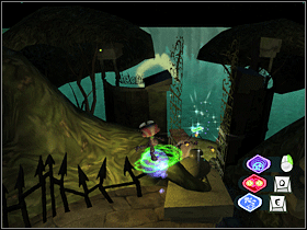 2. Nad słupem stojącym przy wejściu na dziedziniec. Użyj lewitacji, by nań wskoczyć. - Grounds (Thorney Towers) | Lokalizacje przedmiotów | Psychonauts - Psychonauts - poradnik do gry