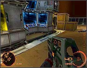 Przejdź przez drzwi z niebieskim napisem na górze i szybko zastrzel dwóch strażników z prawej - Epizod IX | Chrome SpecForce - Chrome: SpecForce - poradnik do gry