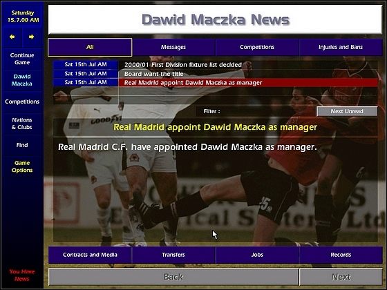 1 - Nowa gra cd. | Informacje | Championship Manager 2000/2001 - Championship Manager 2000/2001 - poradnik do gry