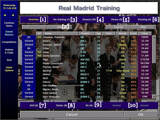 Skill [7] to trening z naciskiem wyłącznie na umiejętności i technikę naszych zawodników - Trening | Gra | Championship Manager 2000/2001 - Championship Manager 2000/2001 - poradnik do gry