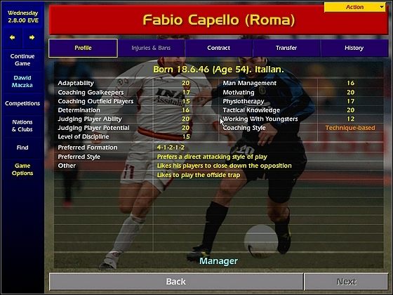 1 - Profil Managera | Gra | Championship Manager 2000/2001 - Championship Manager 2000/2001 - poradnik do gry