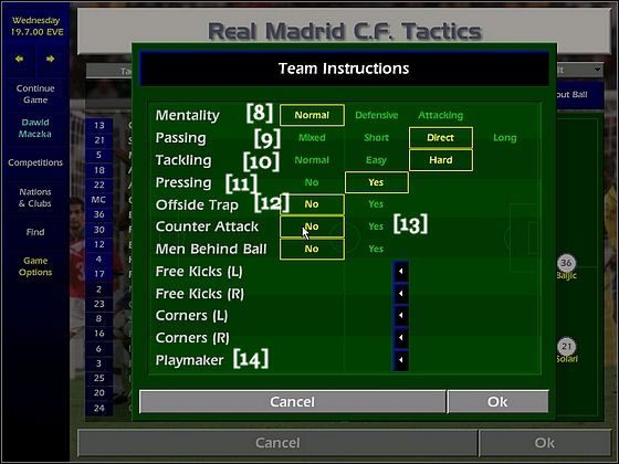 1 - Okno taktyki | Taktyka | Championship Manager 2000/2001 - Championship Manager 2000/2001 - poradnik do gry