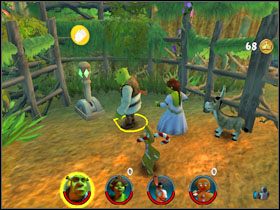 Upewniamy się, że zebraliśmy wszystkie monety w tej lokacji, po czym wychodzimy przez nowo otwartą bramę - [Solucja] Etap 1 - Bagno Shreka cz.1 | Shrek 2 Team Action - Shrek 2: Team Action - poradnik do gry