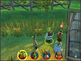 Wchodzimy na nią i podskakujemy, by złapać monety i fasolkę [3/12] - [Solucja] Etap 1 - Bagno Shreka cz.1 | Shrek 2 Team Action - Shrek 2: Team Action - poradnik do gry