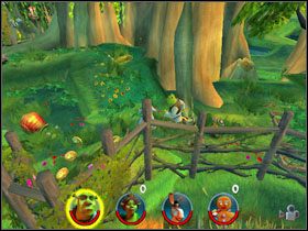 Wchodzimy po rampie i stajemy przed zespołem Robin Hooda - [Solucja] Etap 1 - Bagno Shreka cz.1 | Shrek 2 Team Action - Shrek 2: Team Action - poradnik do gry