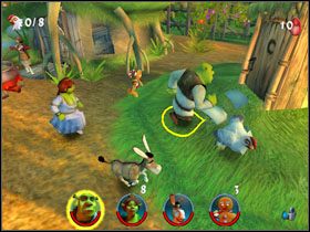 Następna fasolka [10/12] leży po drugiej stronie pagórka, pod drzewami - [Solucja] Etap 1 - Bagno Shreka cz.3 | Shrek 2 Team Action - Shrek 2: Team Action - poradnik do gry