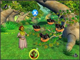 Na koniec gramy w mini-gierce, która polega na przyciskaniu odpowiednich klawiszy w stosownym momencie - [Solucja] Etap 1 - Bagno Shreka cz.4 | Shrek 2 Team Action - Shrek 2: Team Action - poradnik do gry