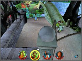 Za głazem obok karety znajdujemy fasolkę [6/12] - [Solucja] Etap 2 - Straszny Las cz.3 | Shrek 2 Team Action - Shrek 2: Team Action - poradnik do gry