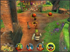 Podnosimy zębatkę i wkładamy ją do mechanizmu przed nami - [Solucja] Etap 5 - Na ścieżce cz.1 | Shrek 2 Team Action - Shrek 2: Team Action - poradnik do gry