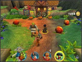 Na drugiej części mostu spotykamy, a jakże, dynie - [Solucja] Etap 5 - Na ścieżce cz.3 | Shrek 2 Team Action - Shrek 2: Team Action - poradnik do gry