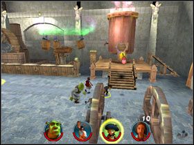 W następnej lokacji spotykamy sporą ilość pracowników fabryki - [Solucja] Etap 7 - Wróżka Chrzestna cz.3 | Shrek 2 Team Action - Shrek 2: Team Action - poradnik do gry