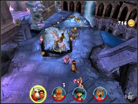 Kiedy się z nimi rozprawimy, korzystamy z pobliskiej wajchy, dzięki której obniżymy poziom wody - [Solucja] Etap 9 - Kopalnie cz.1 | Shrek 2 Team Action - Shrek 2: Team Action - poradnik do gry