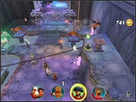 Pociągamy za wajchę, po czym likwidujemy dwie plujące w nas żaby - [Solucja] Etap 9 - Kopalnie cz.1 | Shrek 2 Team Action - Shrek 2: Team Action - poradnik do gry