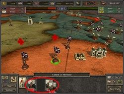 Poza tym, jeśli w czasie licznych bitew jakaś nasza armia poniosła straty, możemy uzupełnić stan jednego oddziału wewnątrz tej armii kosztem drugiego (oba muszą być tego samego typu) - klikamy figurkę armii i przeciągamy ikonę jednego oddziału upuszczając ją na ikonę drugiego - Tryb Militarny (Military View) | Imperial Glory - Imperial Glory - poradnik do gry