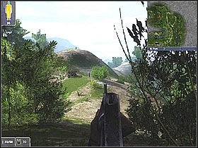 Pod koniec pasma czeka nas nieprzyjemna sytuacja - jeden żołnierz (przy działku p-lot) patrzy na środek gór, drugi chodzi po zboczu (tym od strony wulkanu) - Główny wątek cz.5 | Główny wątek | Boiling Point Road to Hell - Boiling Point: Road to Hell - poradnik do gry