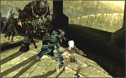 Na końcu pasażu znajduje się niewielka kamienna rotunda, w której czeka na nas kolejny boss - Bugbear Chieftain - 4. The Wizards Tower | Poziomy | Forgotten Realms Demon Stone - Forgotten Realms: Demon Stone - poradnik do gry