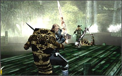 Gdy ostatni pająk zostanie pokonany, pod drużyną zapada się klapa, na której stoi - bohaterowie spadają piętro niżej, do pomieszczenia z kołem młyńskim - 5. Jungle of Chult | Poziomy | Forgotten Realms Demon Stone - Forgotten Realms: Demon Stone - poradnik do gry