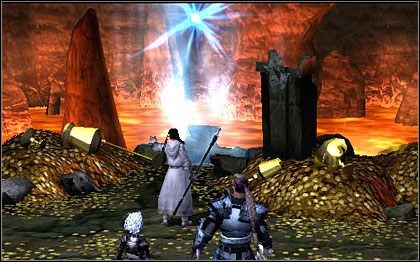 Drużyna dociera w końcu do miejsca, gdzie dochodzi do pierwszej potyczki ze smokiem - 9. The Dragons Lair | Poziomy | Forgotten Realms Demon Stone - Forgotten Realms: Demon Stone - poradnik do gry