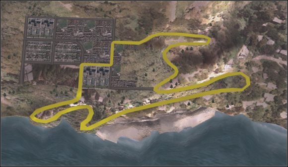 Nie licząc krótkiego odcinka w mieście, cały czas jedziemy tu po bezdrożach - A.W.B. (Campbell Hills) | Trasy | Juiced Szybcy i Gniewni - Juiced: Szybcy i Gniewni - poradnik do gry