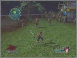 Niedaleko od żołnierza stojącego nad martwym druhem znajduje się drzewko, a na prawo od niego wilcza głowa - 2. Illumina Countryside cz. I | Solucja Sudeki - Sudeki - poradnik do gry