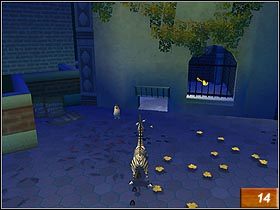 Kolejny strażnik (#13), jakiego napotkasz na swojej drodze, jest trudniejszy do wyeliminowania, gdyż co kilka sekund obraca się o 180 stopni - Martys Escape! | Solucja Madagaskar - Madagaskar - poradnik do gry