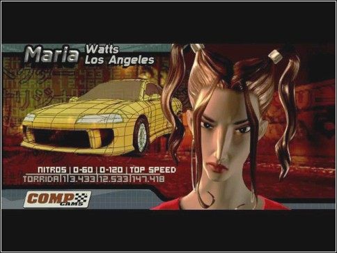 Wreszcie pierwsza laseczka w Midnight Club 2:) Kierowca z niej całkiem niezły, a poprowadzi nas przez szereg trudnych wyścigów - 03 Maria | Kariera | Midnight Club 2 - Midnight Club II - poradnik do gry