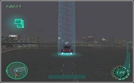 W momencie startu, tak jak stoisz, skręć od razu w lewo i podążaj chodnikiem do pierwszej spotkanej drogi głównej - 21 Makoto | Kariera | Midnight Club 2 - Midnight Club II - poradnik do gry