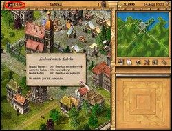 Kliknięcie na ikonę Mieszkańcy na górnej listwie (w widoku miasta) wyświetla okienko z informacją o liczebności poszczególnych grup społecznych danego miasta oraz stopniu ich usatysfakcjonowania życiem w nim a strzałka skrajnie na prawo pokazuje tendencje satysfakcji - Miasta Hanzy | Podstawy Patrician III Rise of the Hanse - Patrician III: Rise of the Hanse - poradnik do gry