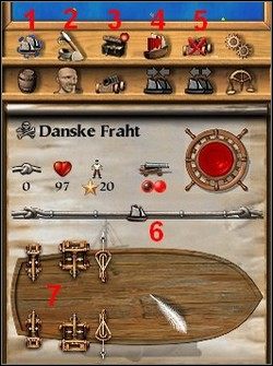 Wybranie okrętu daje Ci dostęp do następujących opcji - Bitwy morskie | Bitwy w Patrician III Rise of the Hanse - Patrician III: Rise of the Hanse - poradnik do gry
