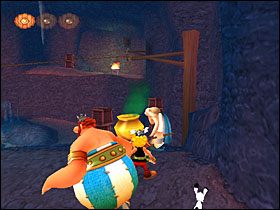 Tłuczemy się z kolejnymi Rzymianami, a gdy polegnie odpowiednia ich liczba (ponad 50), dobieramy się do wajchy na skale - Etap 2 | Normandia | Asterix & Obelix XXL - Asterix & Obelix XXL - poradnik do gry