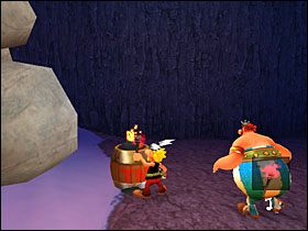 Wbiegamy na górę, gdzie znajdujemy pochodnię oraz przejście do niewielkiego miejsca z tubylcami i ogniskiem - Etap 5 | Normandia | Asterix & Obelix XXL - Asterix & Obelix XXL - poradnik do gry