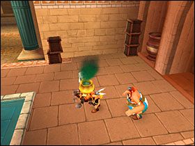 Rozprawiamy się z nimi, uważając na drewnianą zapadnię, pod którą znajduje się pułapka; otwiera się ona, gdy staniemy na położonej obok kamiennej platformie - Etap 1 | Grecja | Asterix & Obelix XXL - Asterix & Obelix XXL - poradnik do gry