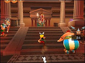 Odpalamy pochodnię od najbliższego ogniska, po czym wbiegamy po schodach i podpalamy beczkę - Etap 3 | Grecja | Asterix & Obelix XXL - Asterix & Obelix XXL - poradnik do gry