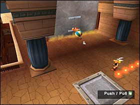 Kilka kroków dalej spotykamy rzymskiego szpiega - opowiada nam o skarbie Cezara, który ukryty jest w znajdującej się tuż przed nami bibliotece - Etap 4 | Grecja | Asterix & Obelix XXL - Asterix & Obelix XXL - poradnik do gry