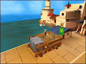 Na czerwonym dachu nieopodal niej wisi rzymski laur - Etap 4 | Grecja | Asterix & Obelix XXL - Asterix & Obelix XXL - poradnik do gry