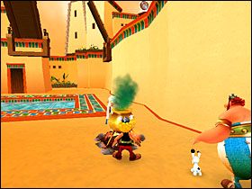 Po batalii bierzemy leżącą w pobliżu pochodnię, odpalamy ją od ogniska i rozwalamy stertę głazów po drugiej stronie - Etap 5 | Egipt | Asterix & Obelix XXL - Asterix & Obelix XXL - poradnik do gry