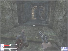 Idź prawym przejściem, a potem w ślepy zaułek po prawej, do którego wejście widoczne jest na lewym obrazku - [05] Catacombs cz.1 w Hellforces - Hellforces - poradnik do gry