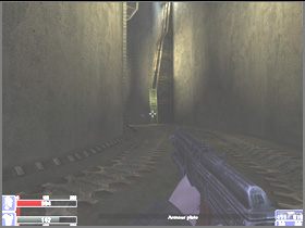 Przejdź do kolejnego pomieszczenia, przy windzie zabij następnego przeciwnika (lewy obrazek), po czym wjedź na górę - [10] Island above the abyss cz.4 | Hellforces - Hellforces - poradnik do gry