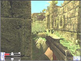 Idź w trawę, obok budynku widocznego na lewym obrazku jest kolejny przeciwnik - [17] Ghost city cz.2 | Hellforces - Hellforces - poradnik do gry