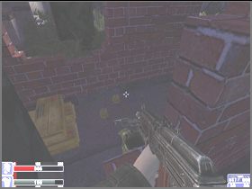 Na początku zabij najemnika, który stoi tam, gdzie wskazuje celownik na lewym obrazku - [20] The way to the lab cz.1 | Hellforces - Hellforces - poradnik do gry